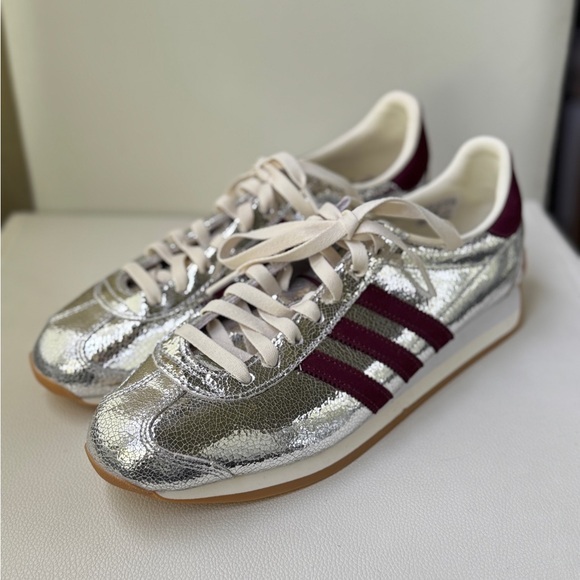 Adidas Country OG Metallic and Maroon Sneakers Retro Style - Picture 1 of 13